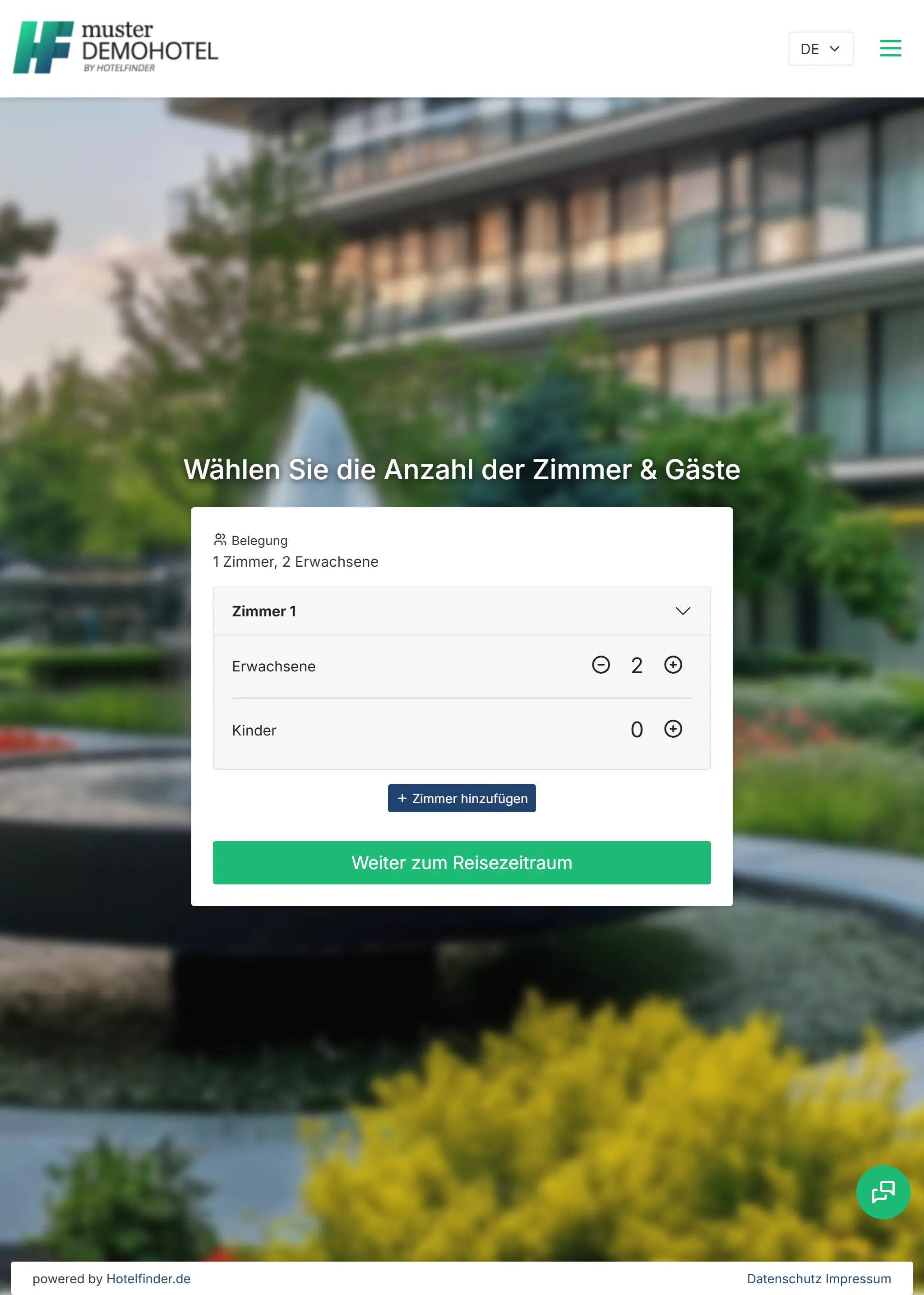 Hotel Buchungsmaschine Demo - Desktop-Vorschau